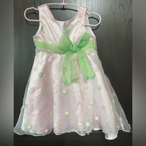 2T pink and green polka dot dress